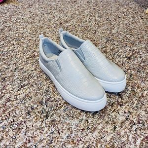 Express Gray Slip-On Platform Shoes